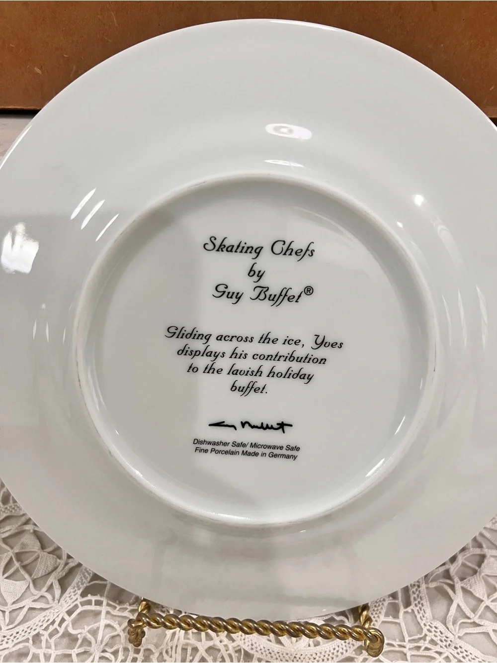 Skating Chefs by Guy Buffet with blue scarf Set of 2